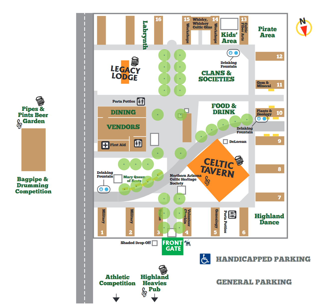 A map of the Celtic Festival Layout